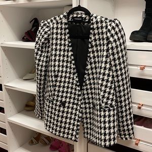 Houndstooth Double Breasted Tweed Blazer from Express